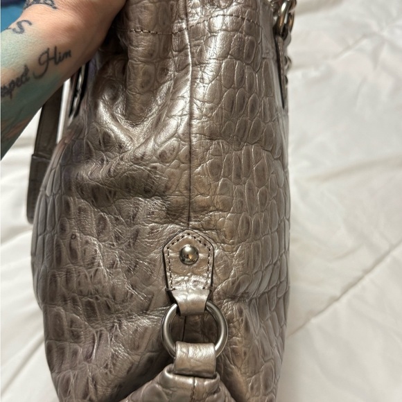 Coach Silver Croc-Embossed Women's Bag - Picture 6 of 13